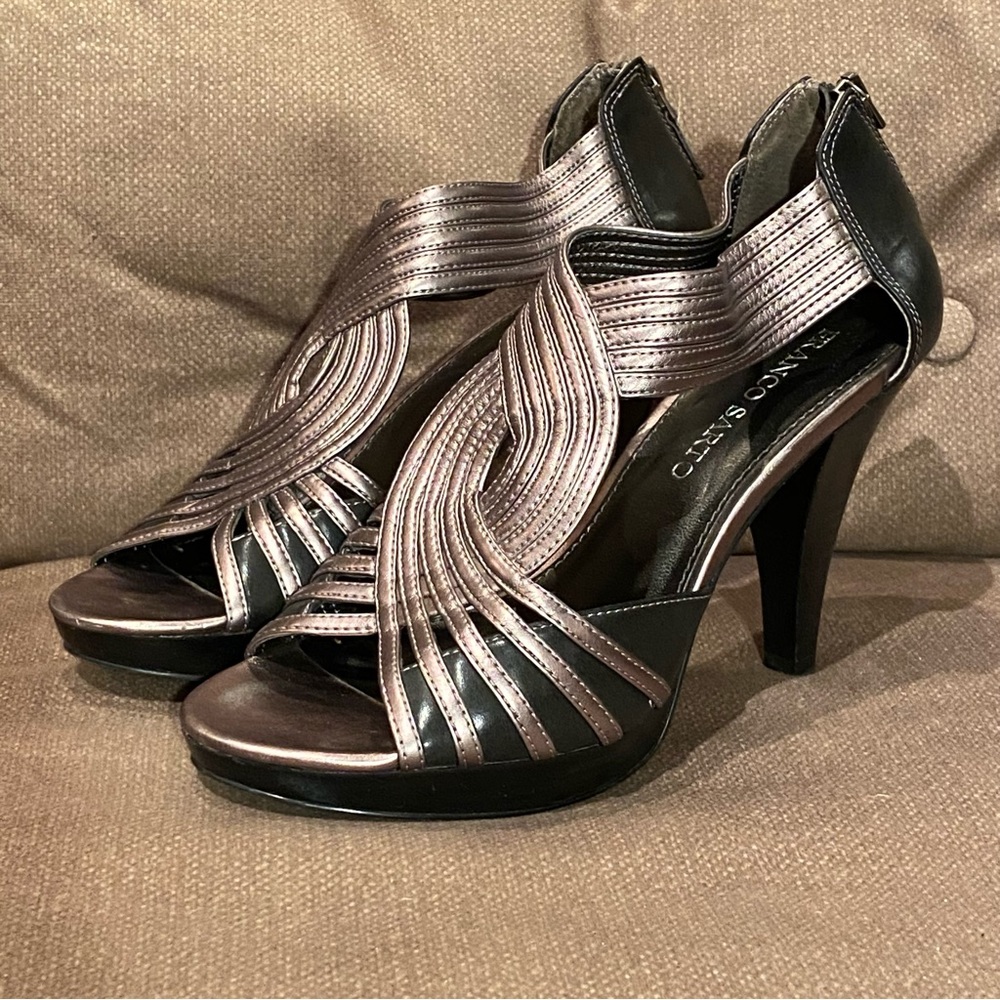 Silver 4” heels by Franco Sarto, size 8